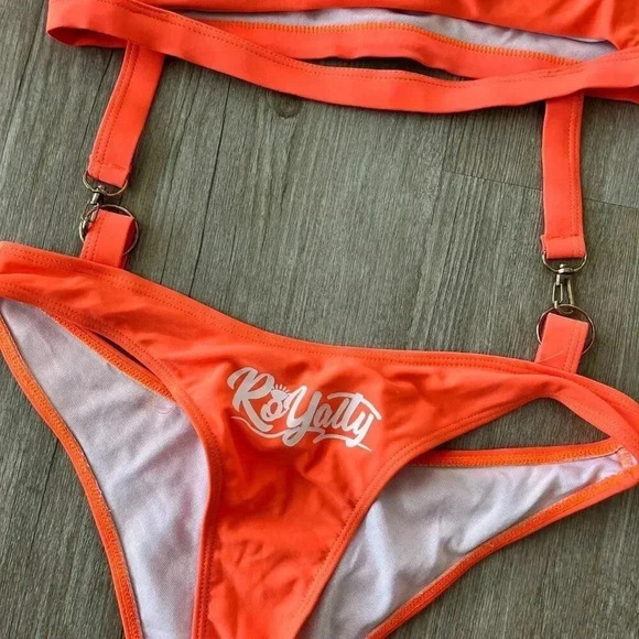 Womens Orange Royalty Chain One Piece Swimsuit - L - Picture 3 of 6